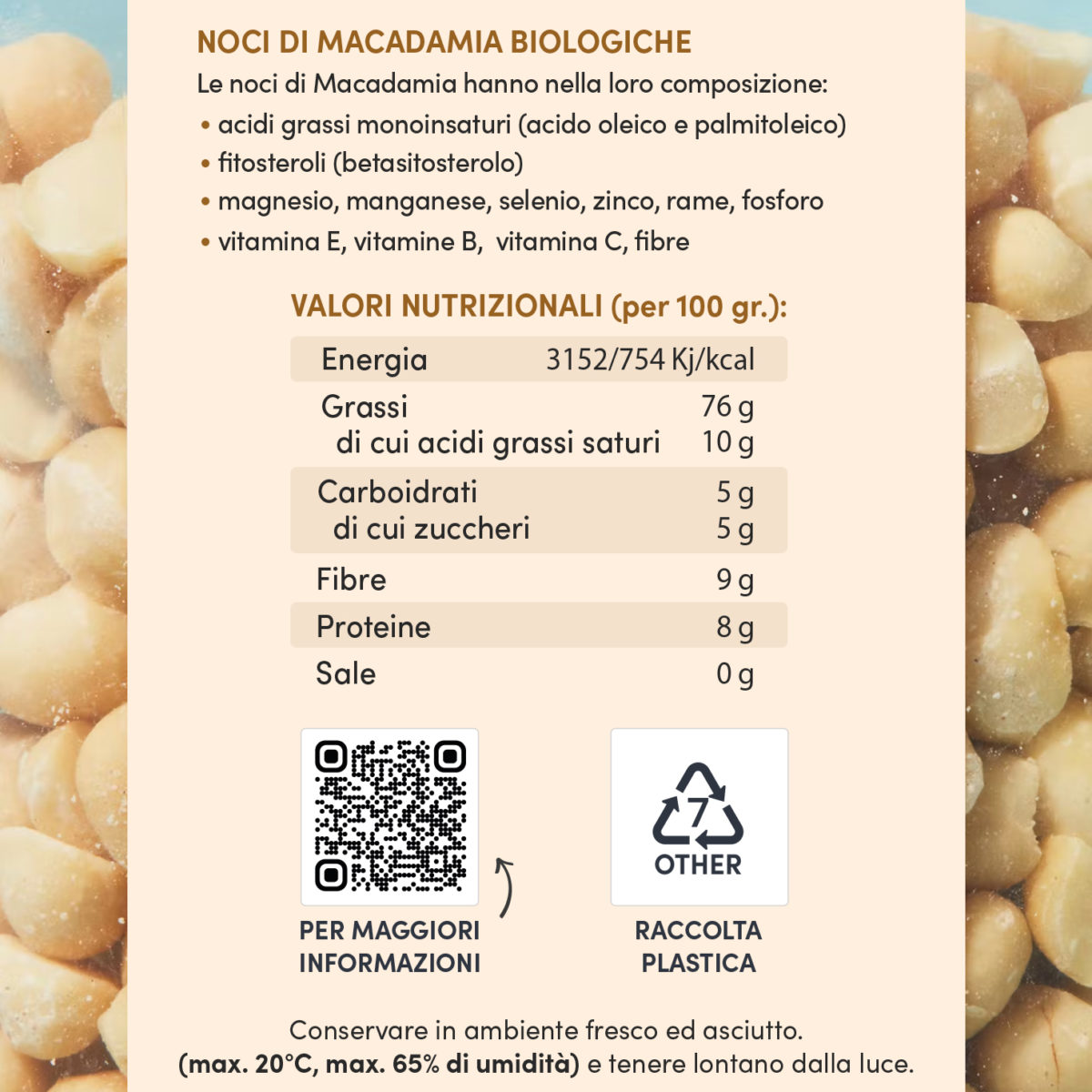 Etichetta Noci di Macadamia Biologiche